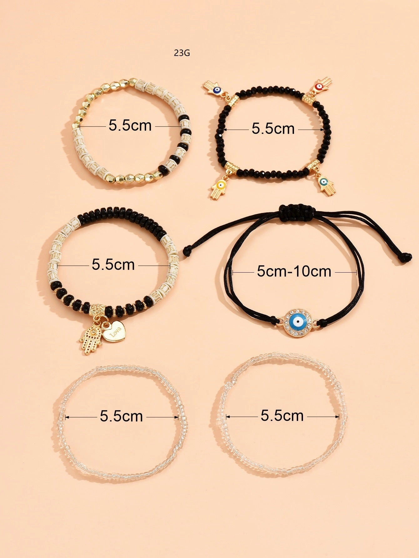 Wholesale Bohemian Devil Eye Palm Bracelet 6 Piece Set