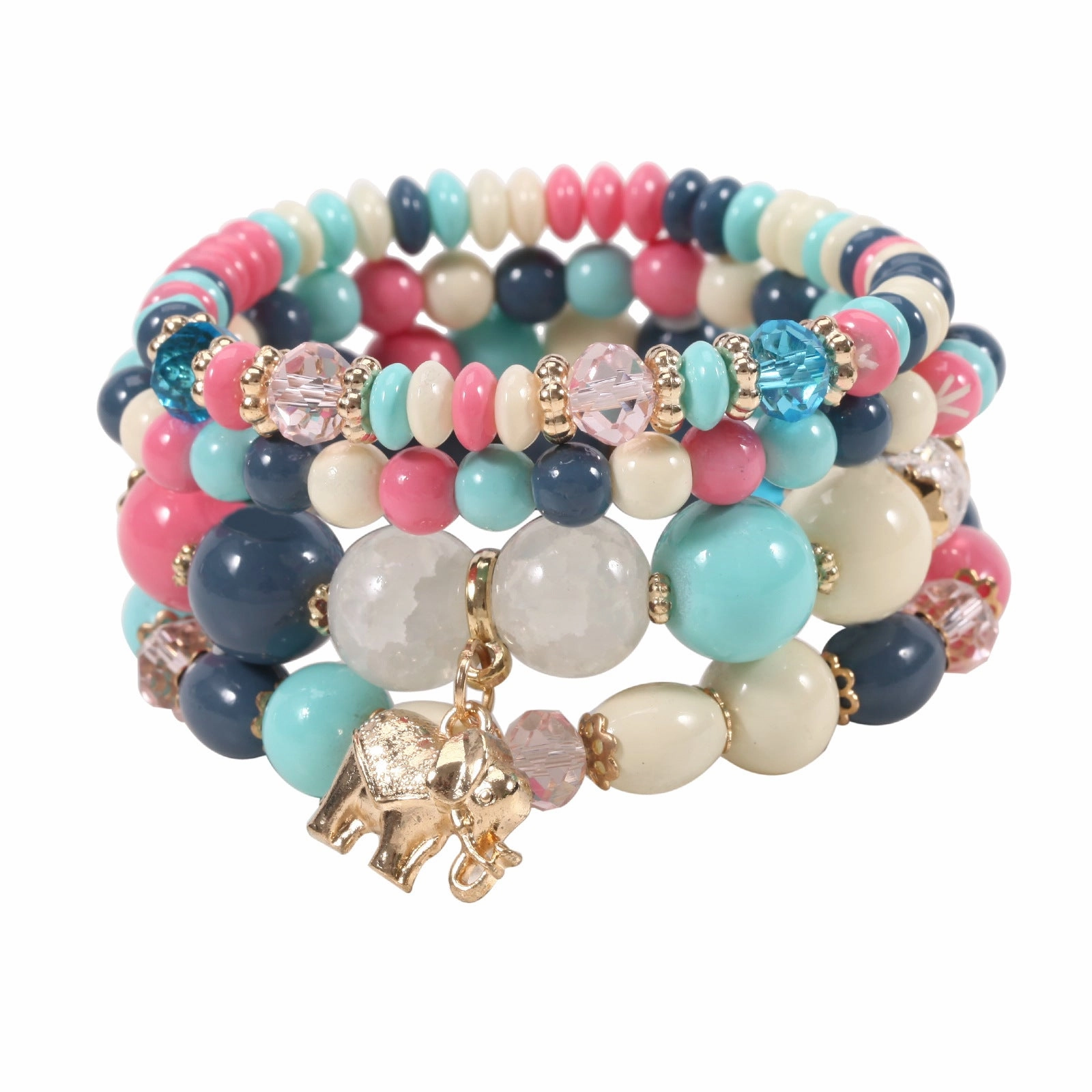 Wholesale Bohemian Elephant Pendant Beaded Bracelet