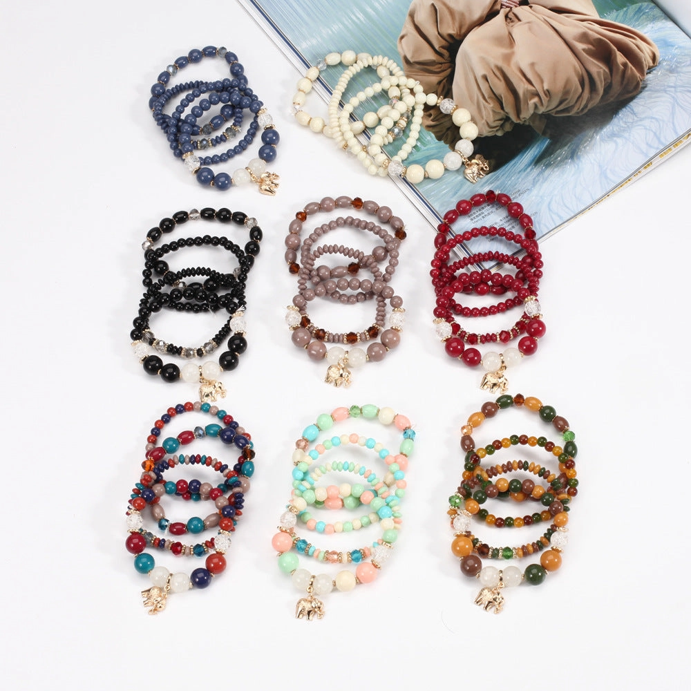 Wholesale Bohemian Elephant Pendant Beaded Bracelet