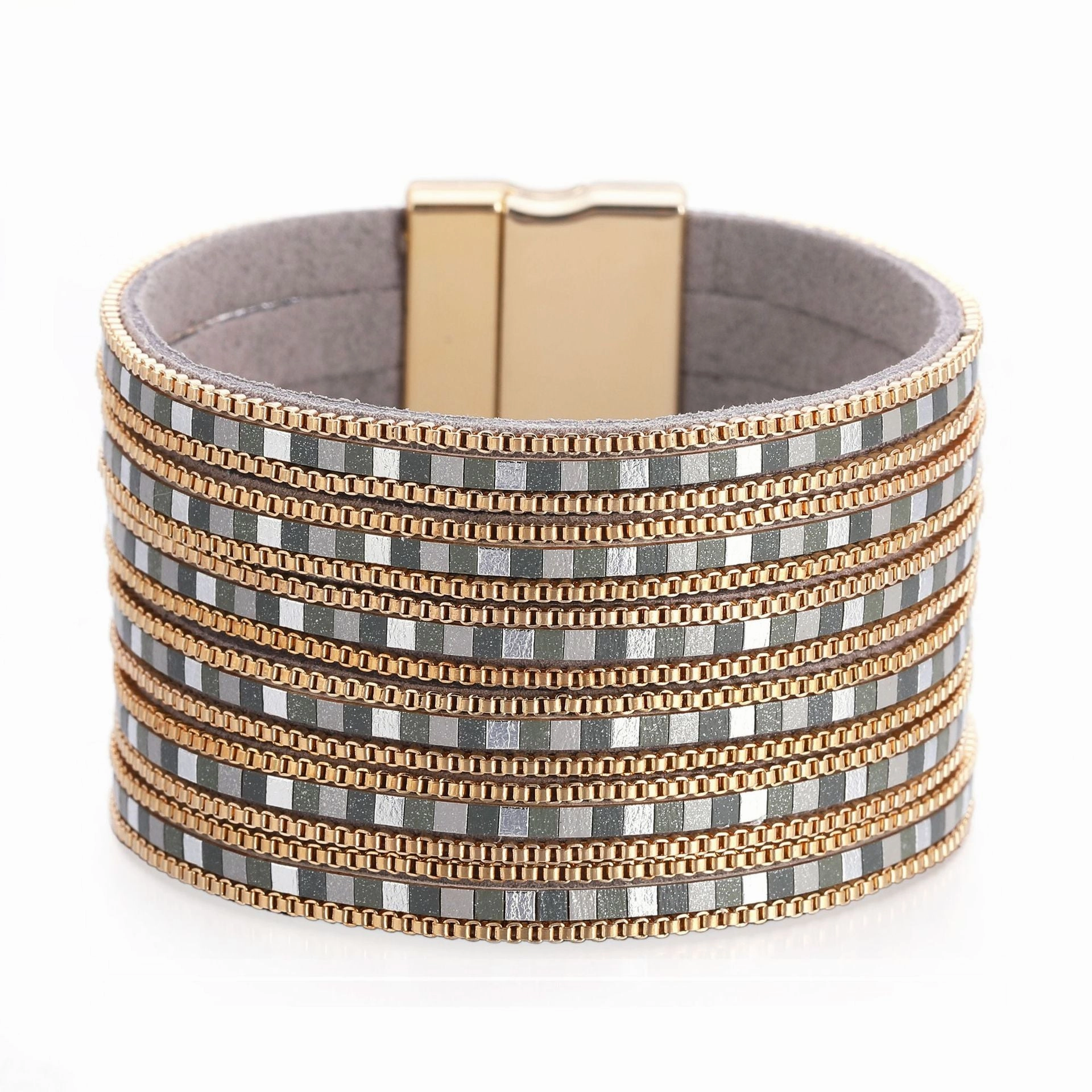 Wholesale Bohemian Ethnic Style Multi-layer Color Matching Chain Magnetic Buckle Alloy Bracelet