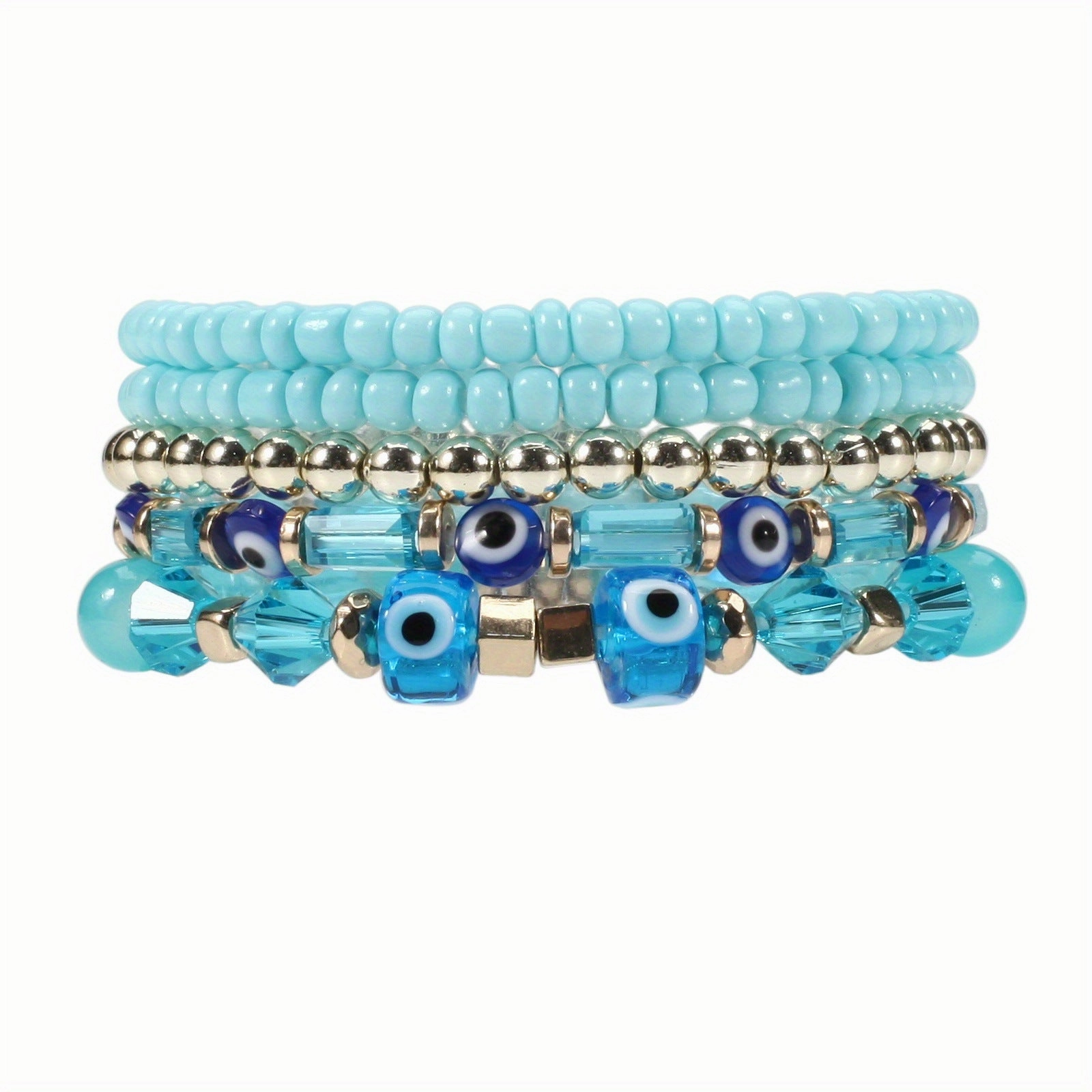 Wholesale Bohemian Eye Pattern Rice Beads Multi-layer Bracelet