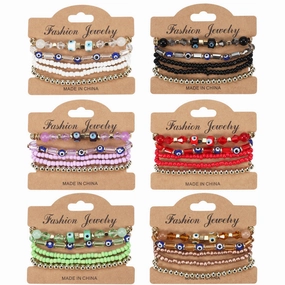 Wholesale Bohemian Eye Pattern Rice Beads Multi-layer Bracelet