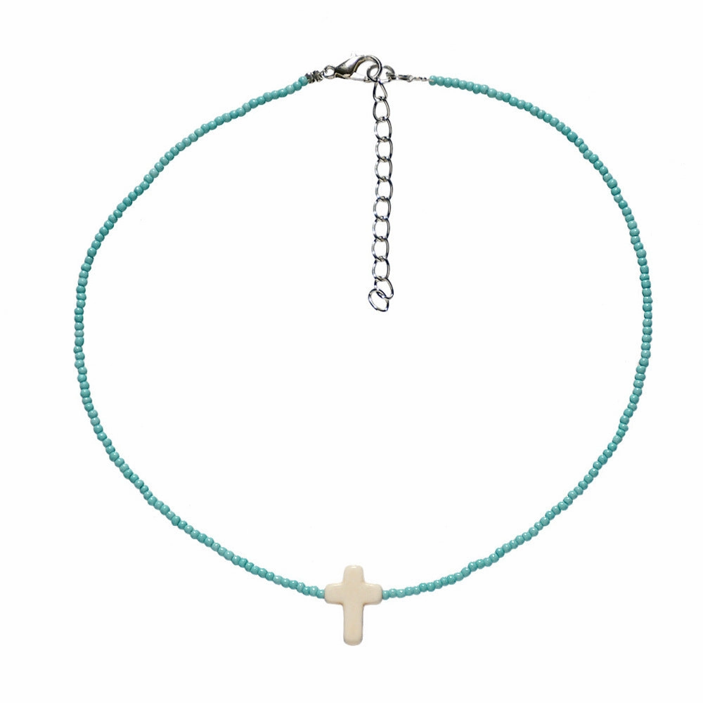 Wholesale Bohemian Flower Stacked Pearl Clavicle Necklace
