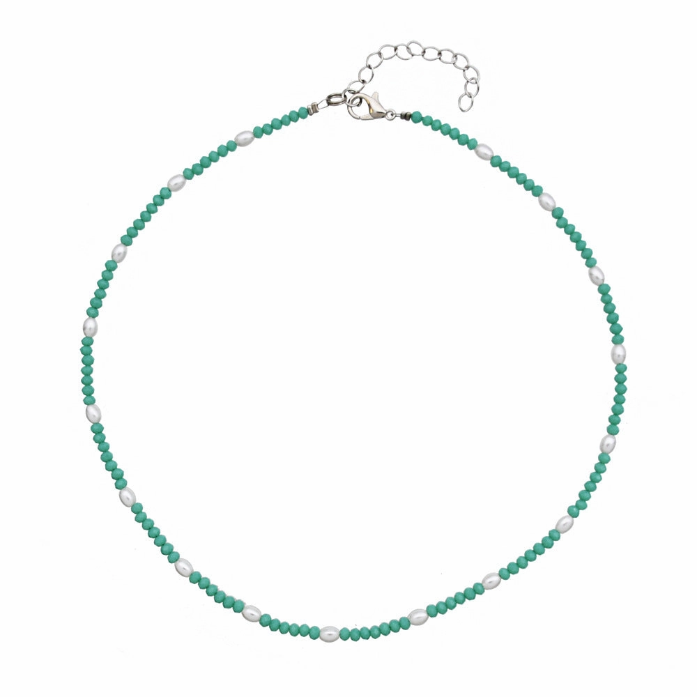 Wholesale Bohemian Flower Stacked Pearl Clavicle Necklace