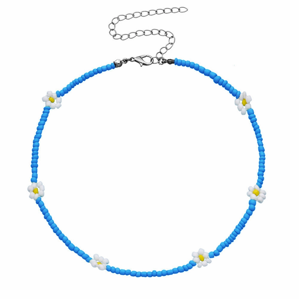 Wholesale Bohemian Flower Stacked Pearl Clavicle Necklace