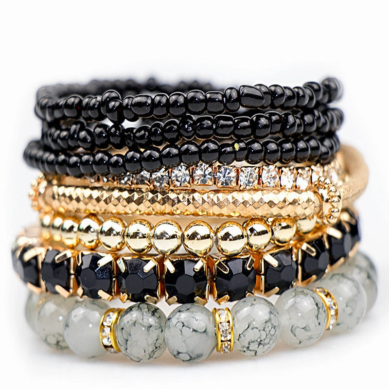 Wholesale Bohemian Glass Beads Layered Bracelet Set