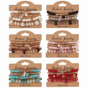 Wholesale Bohemian Imitation Agate Chain Tassel Colored Glass Electroplated Crystal Bracelet