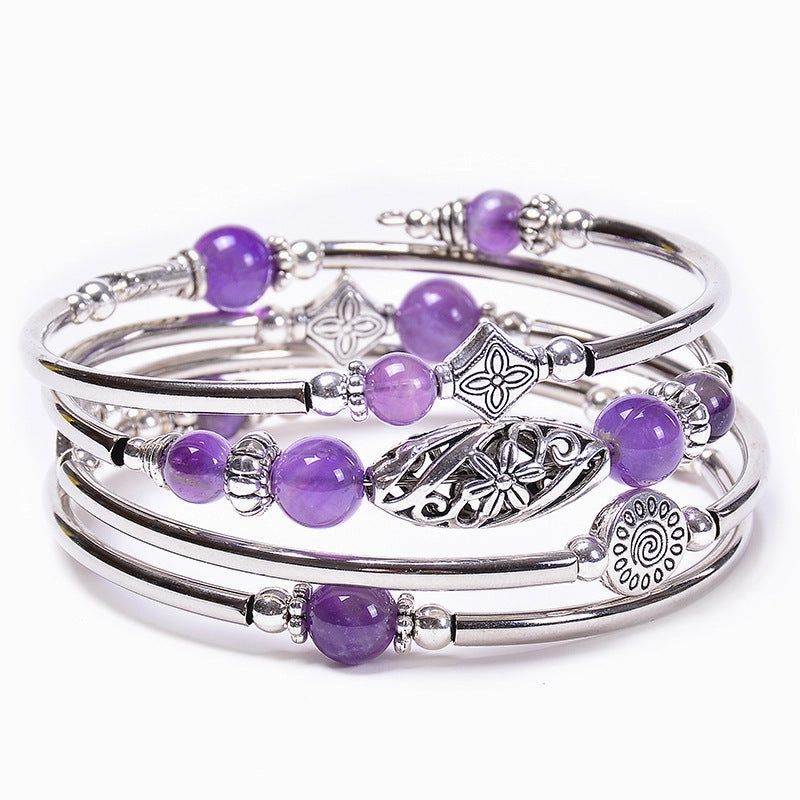 Wholesale Bohemian Multi-layer Imperial Stone Wrapped Four Layer Natural Stone Bead Wrapped Bracelet