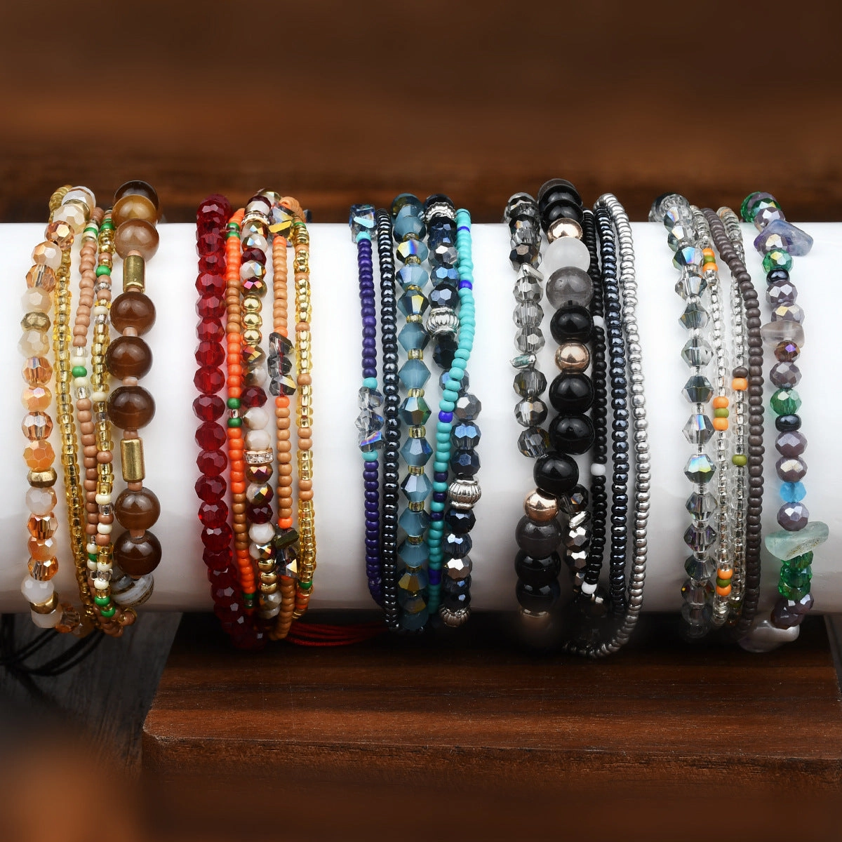 Wholesale Bohemian multi-layer natural gravel crystal beaded bracelet
