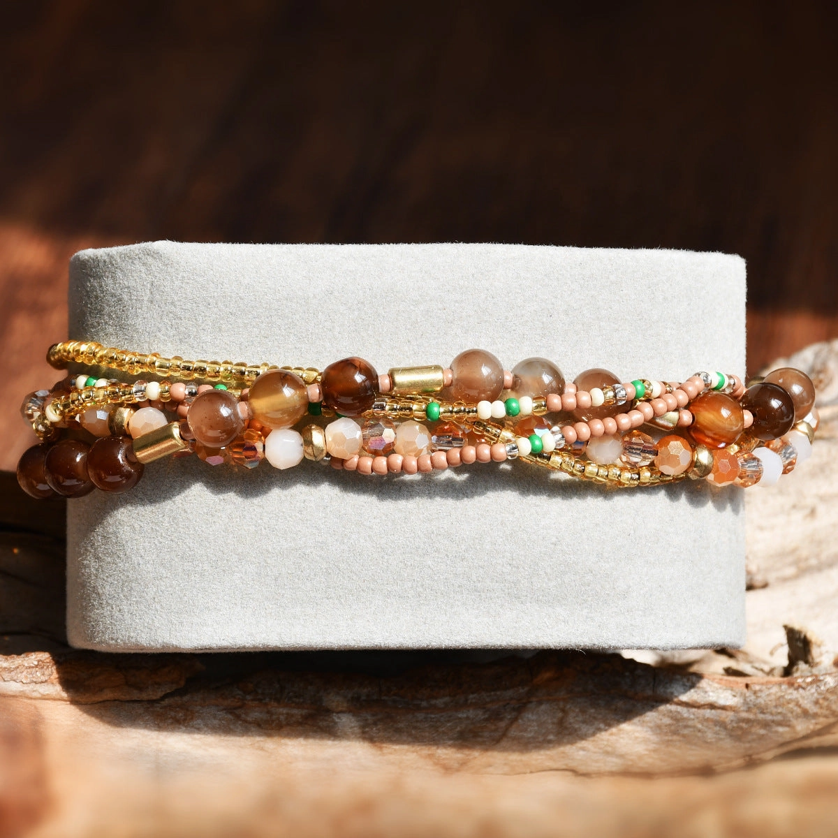 Wholesale Bohemian multi-layer natural gravel crystal beaded bracelet