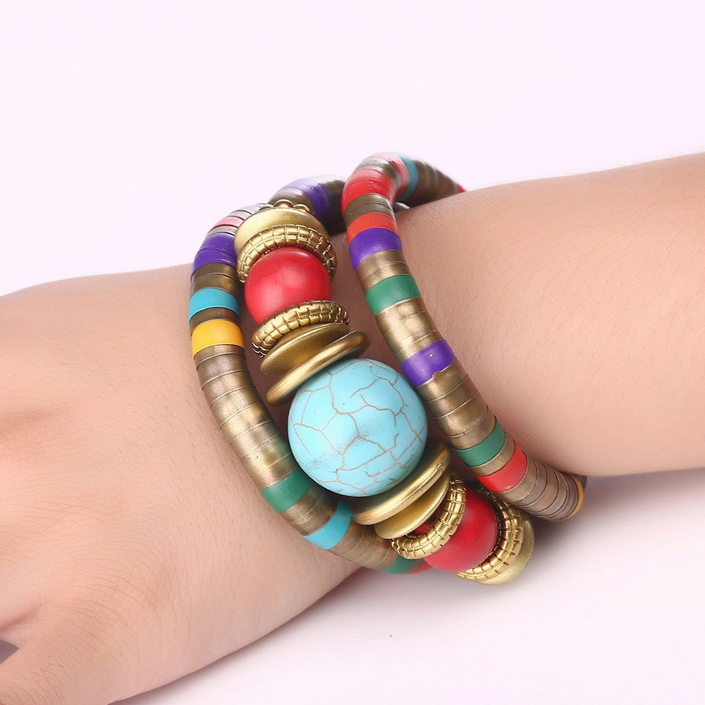 Wholesale Bohemian Multi-layer Turquoise Alloy Bracelets