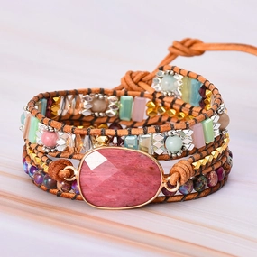 Wholesale Bohemian Natural Rhodolite Creative Multi-layer Bracelet