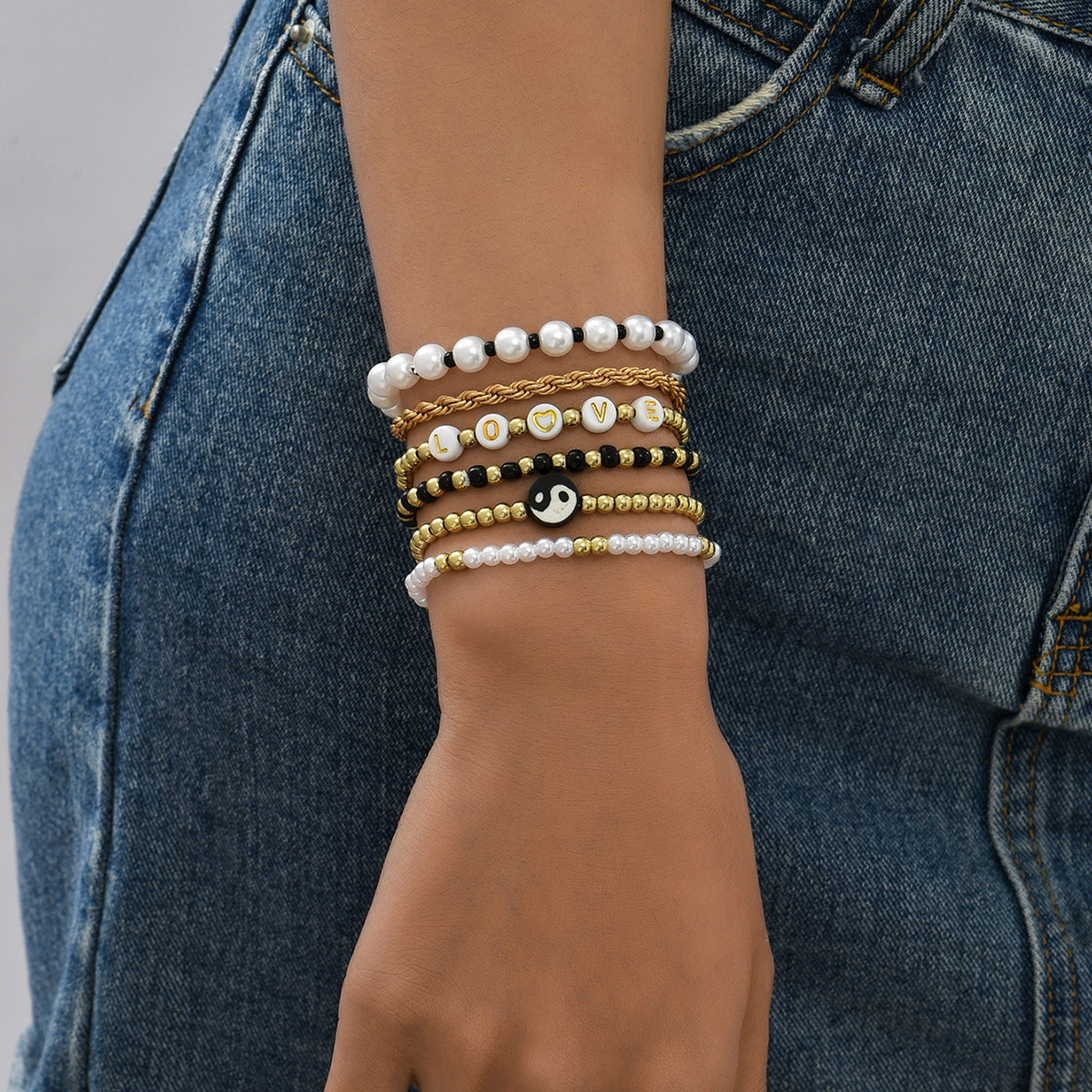 Wholesale Bohemian Pearl Plastic Bracelet