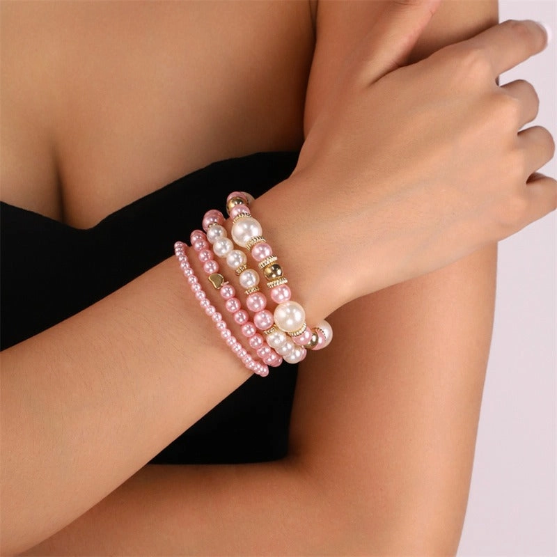 Wholesale Bohemian Pentagram Love Pearl Bracelet Set