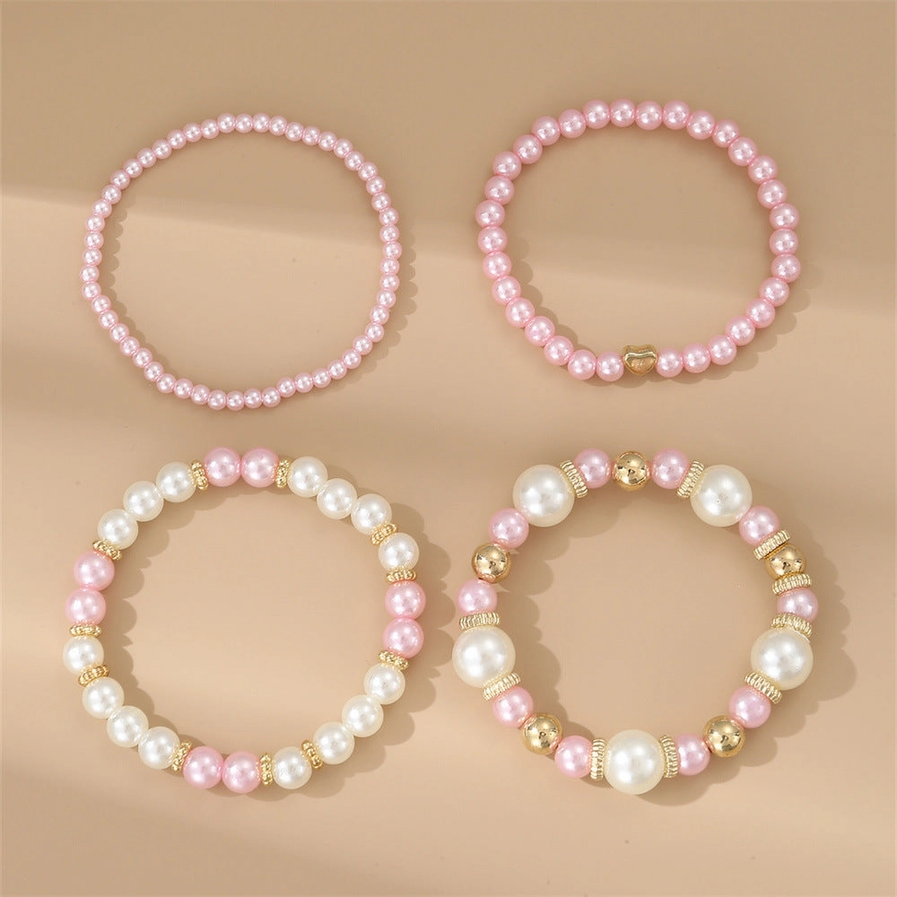 Wholesale Bohemian Pentagram Love Pearl Bracelet Set
