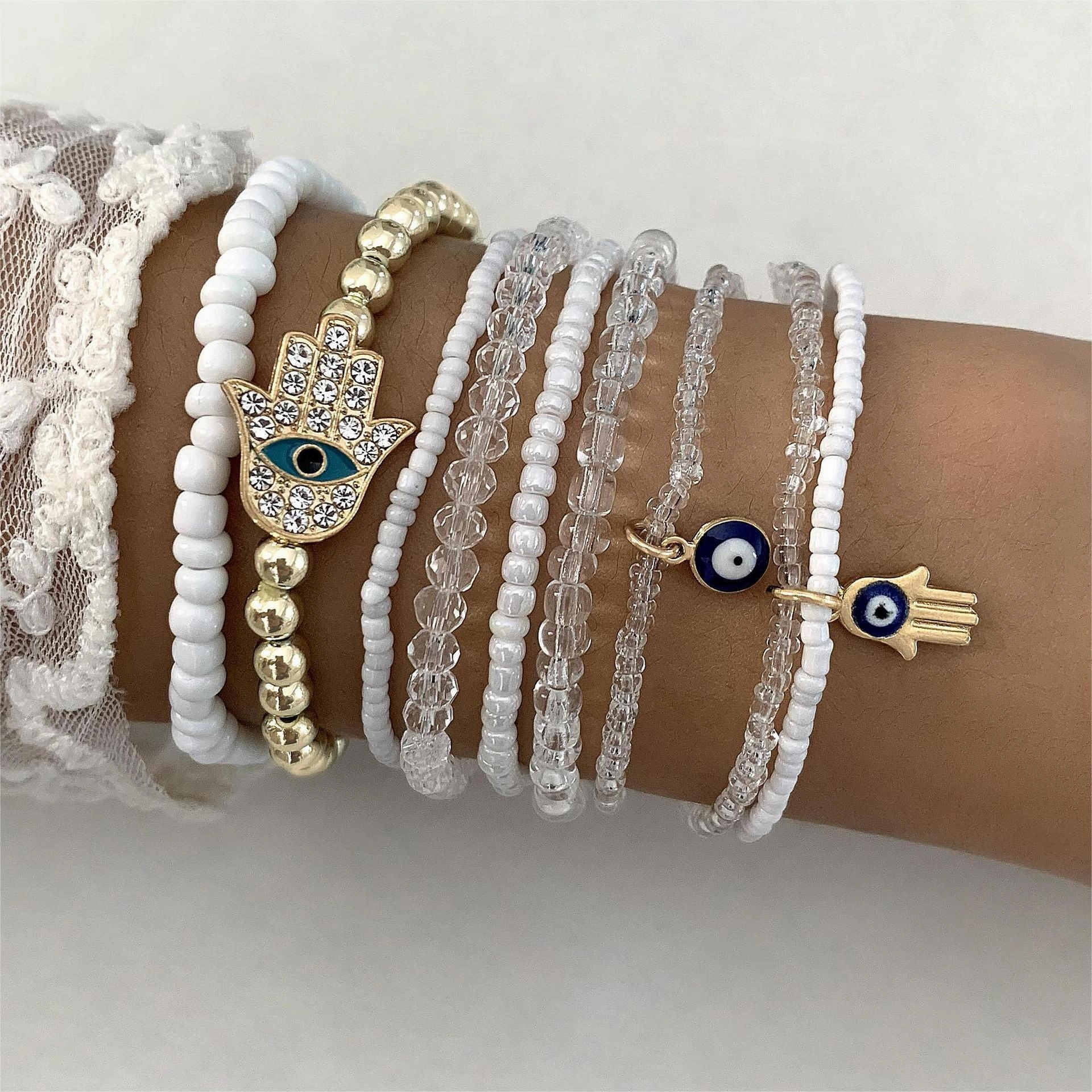 Wholesale Bohemian Personalized Evil Eye Bracelet Set