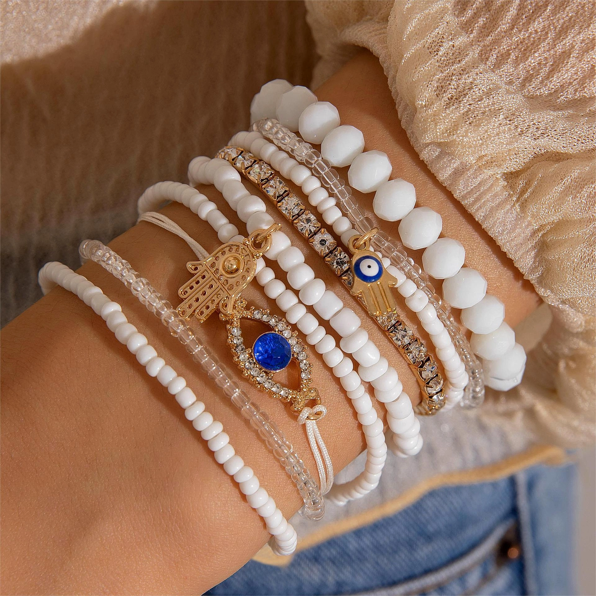 Wholesale Bohemian Personalized Evil Eye Bracelet Set