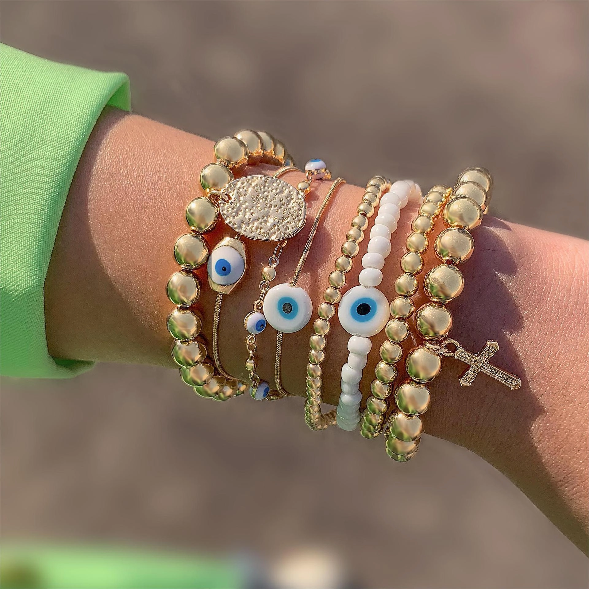 Wholesale Bohemian Personalized Evil Eye Bracelet Set