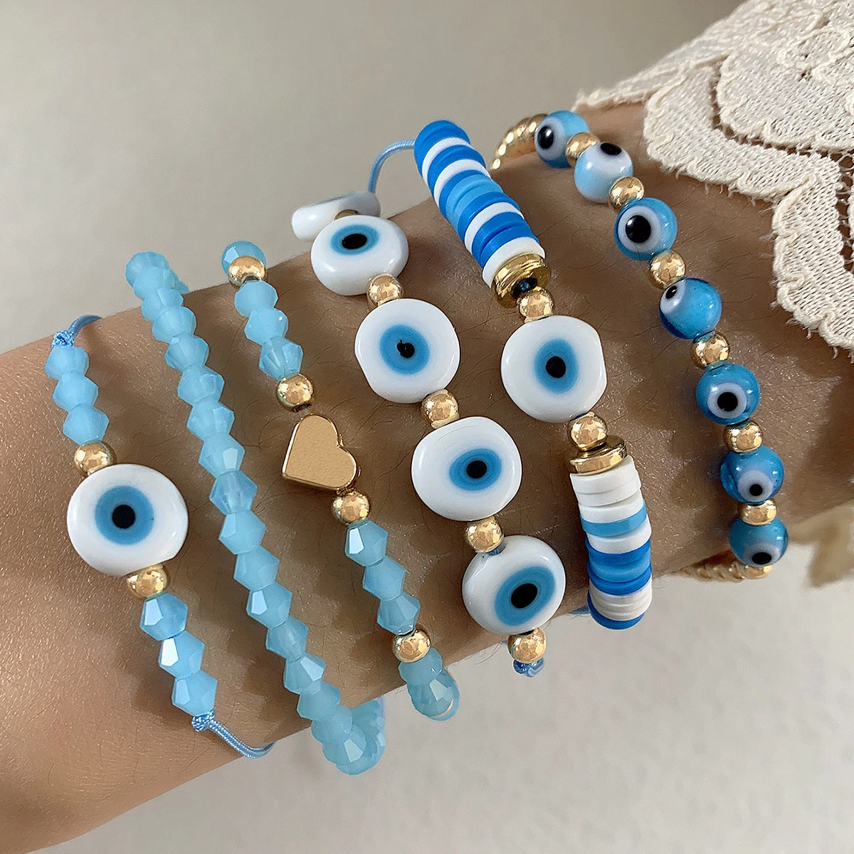 Wholesale Bohemian Personalized Evil Eye Bracelet Set