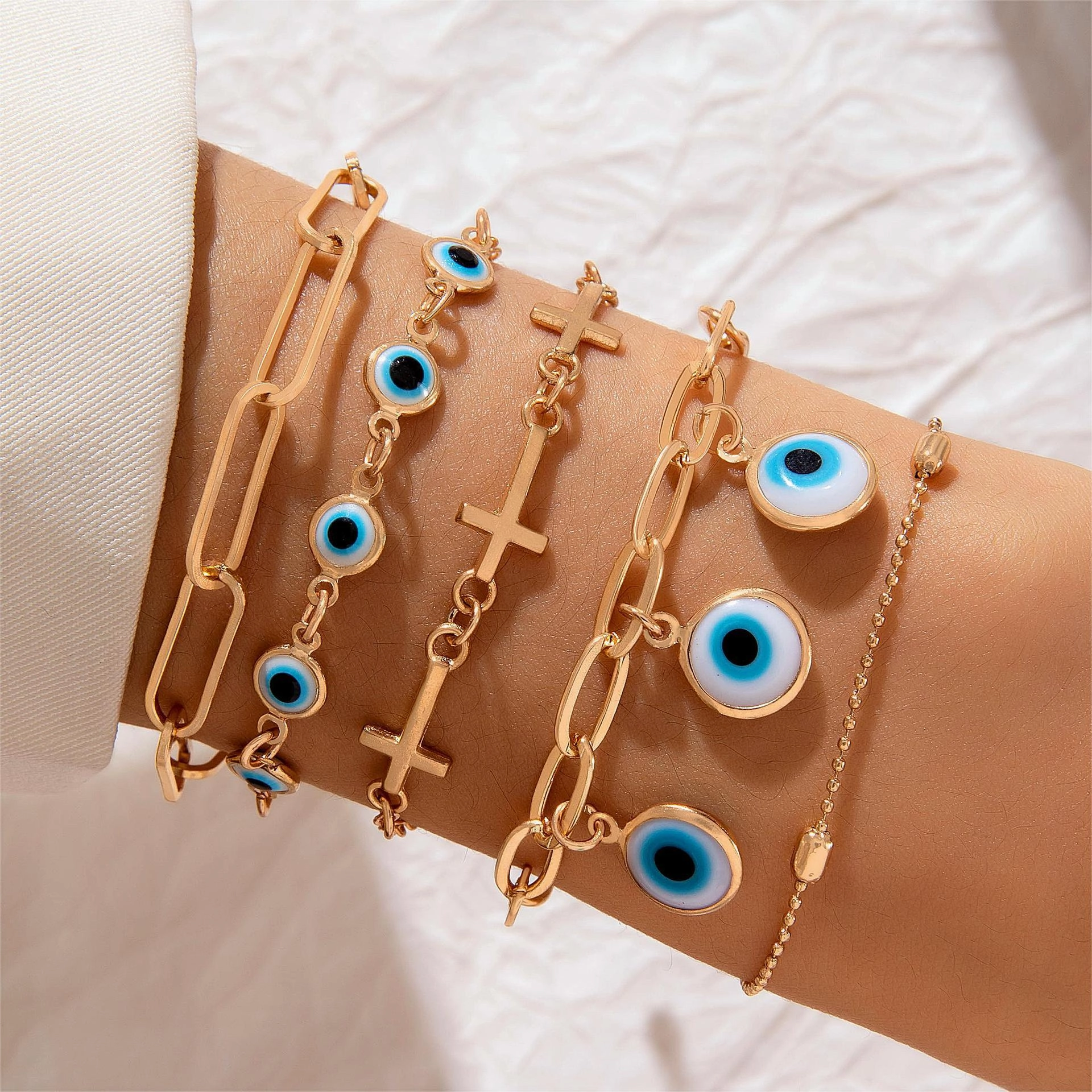 Wholesale Bohemian Personalized Evil Eye Bracelet Set