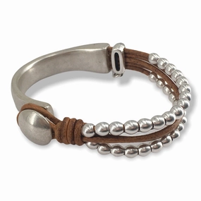 Wholesale Bohemian style double layer stitching bracelet beaded leather bracelet