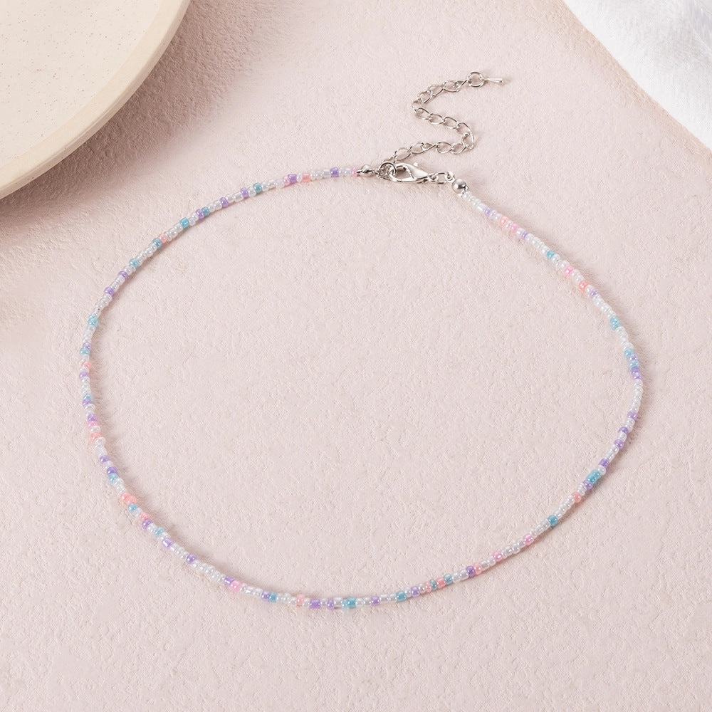 Wholesale Bohemian Transparent Rice Beads Necklaces