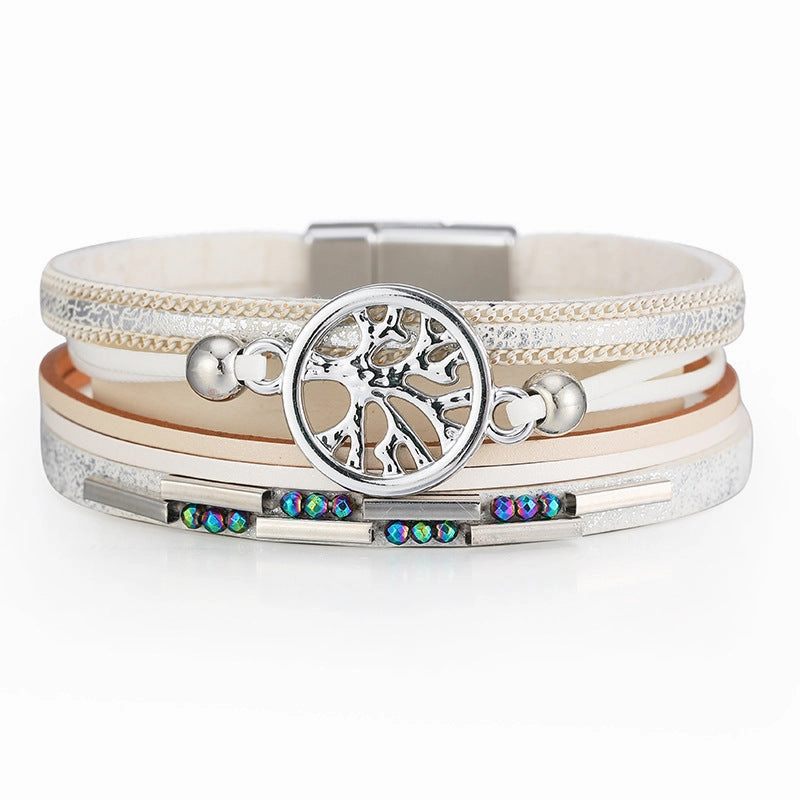 Wholesale Bohemian Tree of Life Multi-layered Leather Bracelet