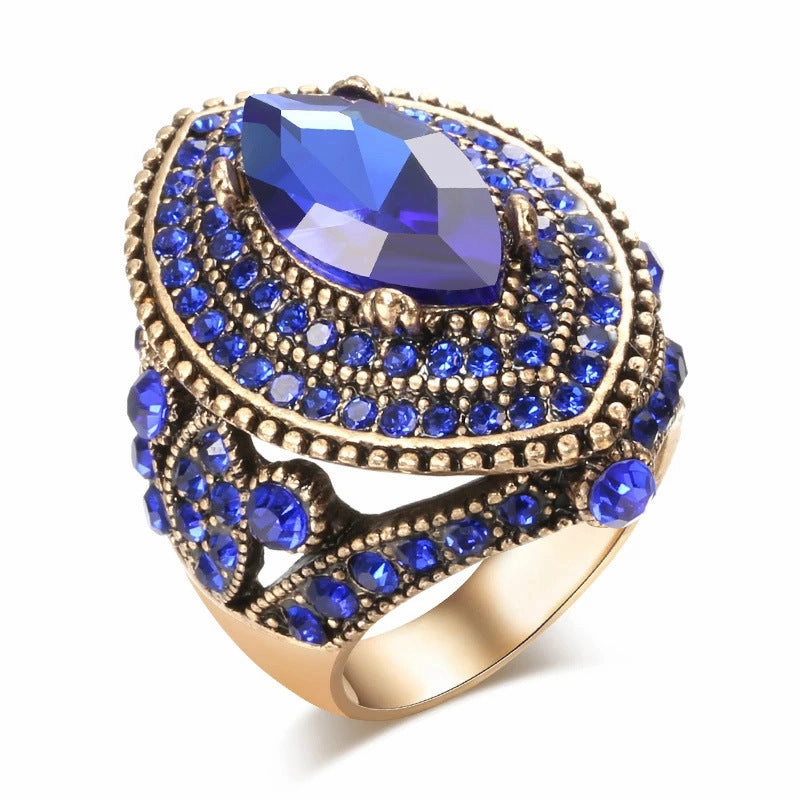 Wholesale Bohemian Vintage Marquise Crystal Alloy Rings