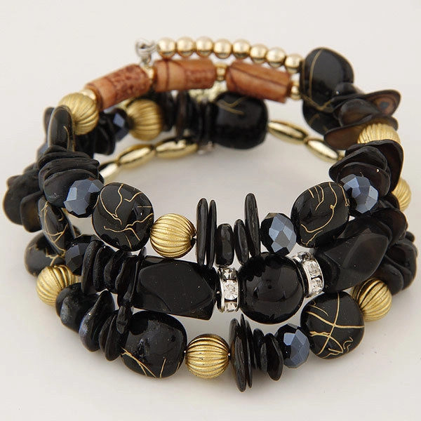 Wholesale Bohemian Vintage Turquoise Agate Beaded Multi-layer Bracelet