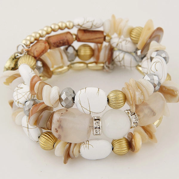 Wholesale Bohemian Vintage Turquoise Agate Beaded Multi-layer Bracelet