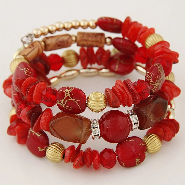 Wholesale Bohemian Vintage Turquoise Agate Beaded Multi-layer Bracelet