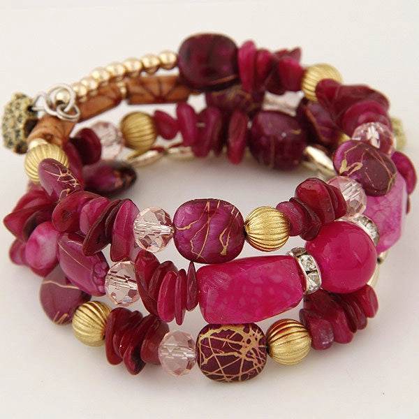Wholesale Bohemian Vintage Turquoise Agate Beaded Multi-layer Bracelet