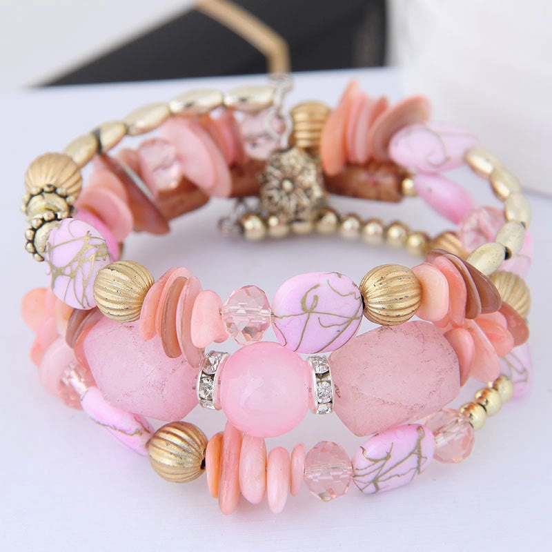 Wholesale Bohemian Vintage Turquoise Agate Beaded Multi-layer Bracelet