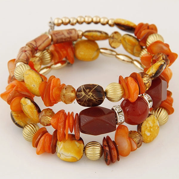 Wholesale Bohemian Vintage Turquoise Agate Beaded Multi-layer Bracelet