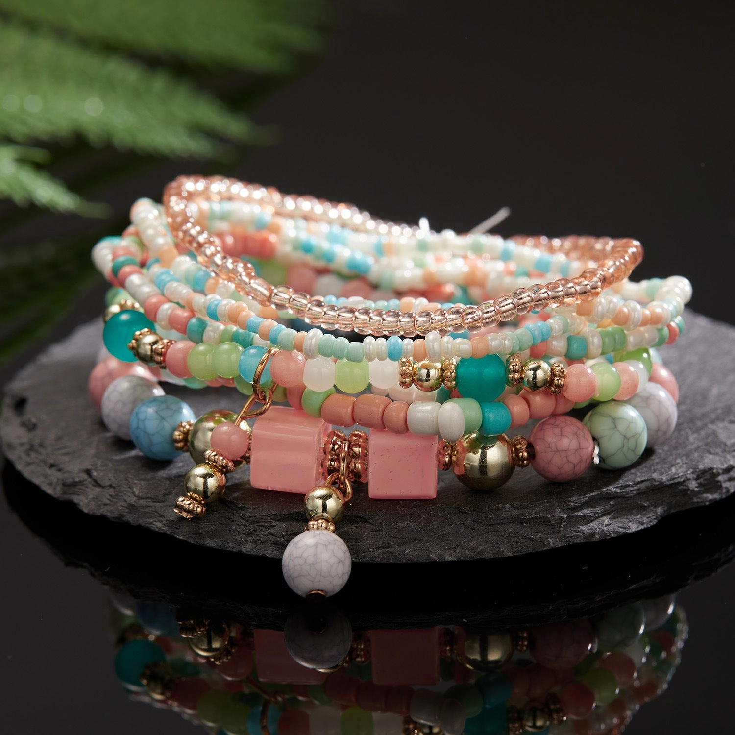 Wholesale Bohemian Wings Tassel Rice Beads Beaded Bracelet