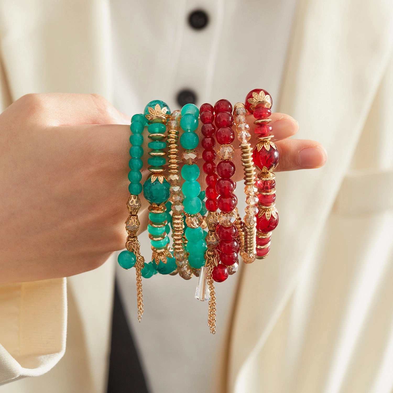 Wholesale Bohemian Wings Tassel Rice Beads Beaded Bracelet