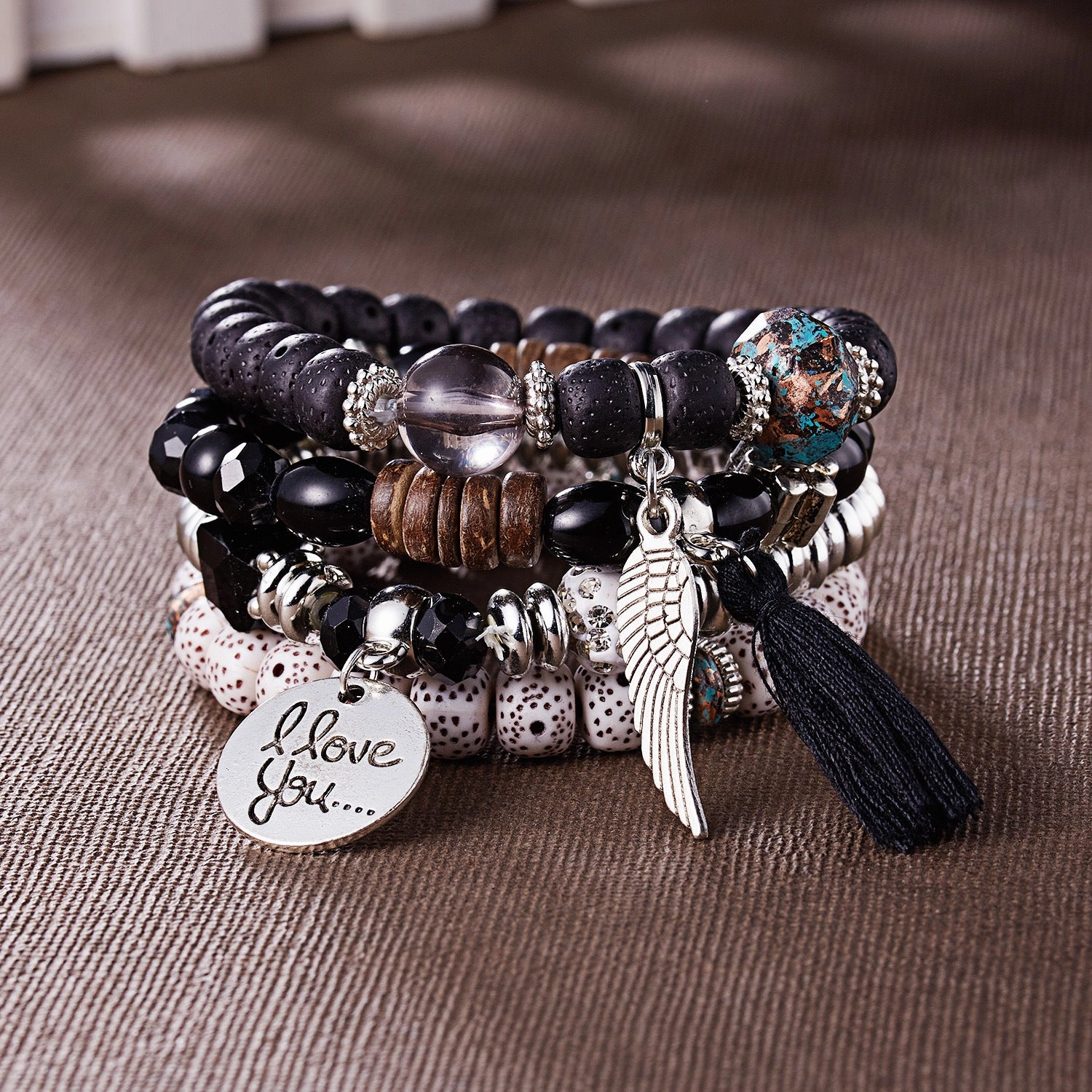Wholesale Bohemian Wings Tassel Rice Beads Beaded Bracelet