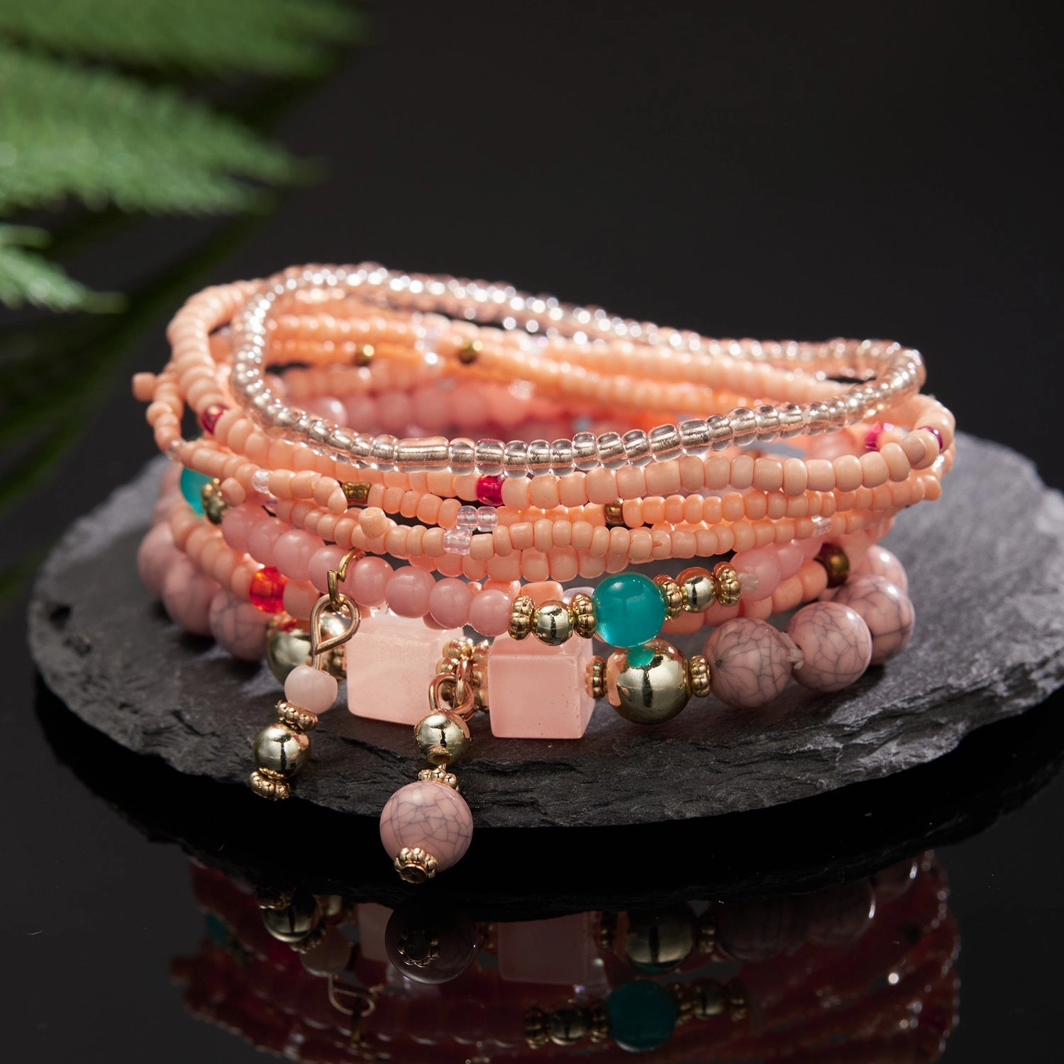 Wholesale Bohemian Wings Tassel Rice Beads Beaded Bracelet