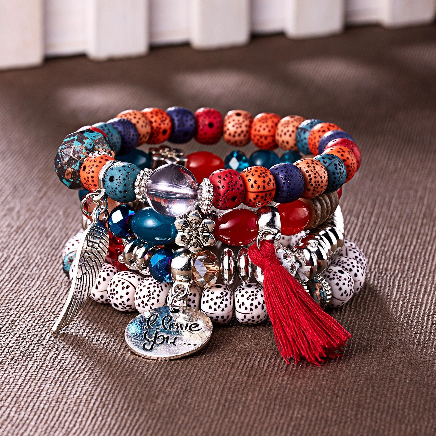Wholesale Bohemian Wings Tassel Rice Beads Beaded Bracelet