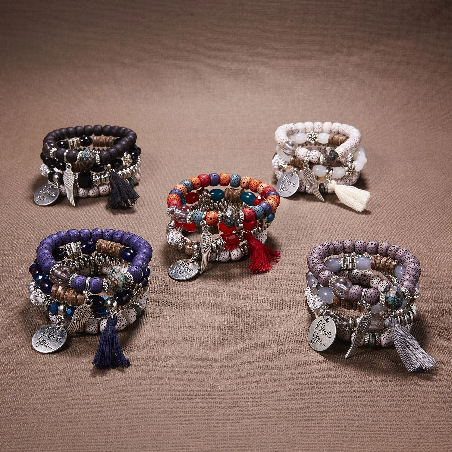 Wholesale Bohemian Wings Tassel Rice Beads Beaded Bracelet