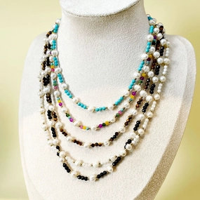 Wholesale Boho Colorful Natural Stone Natural Pearl Necklaces