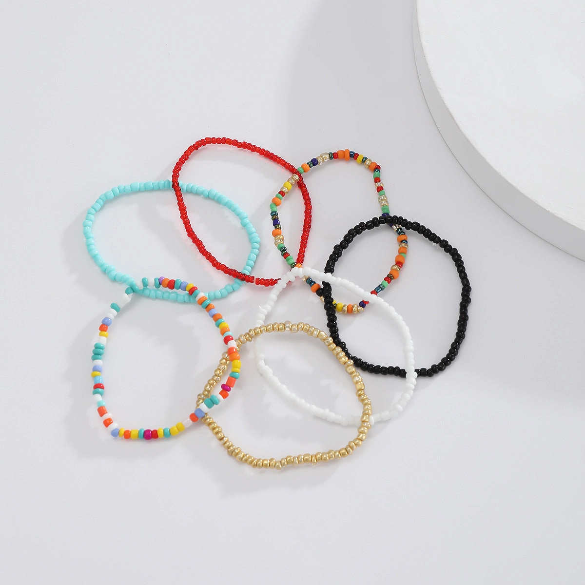 Wholesale Boho Rice Bead Layered Bracelet Set