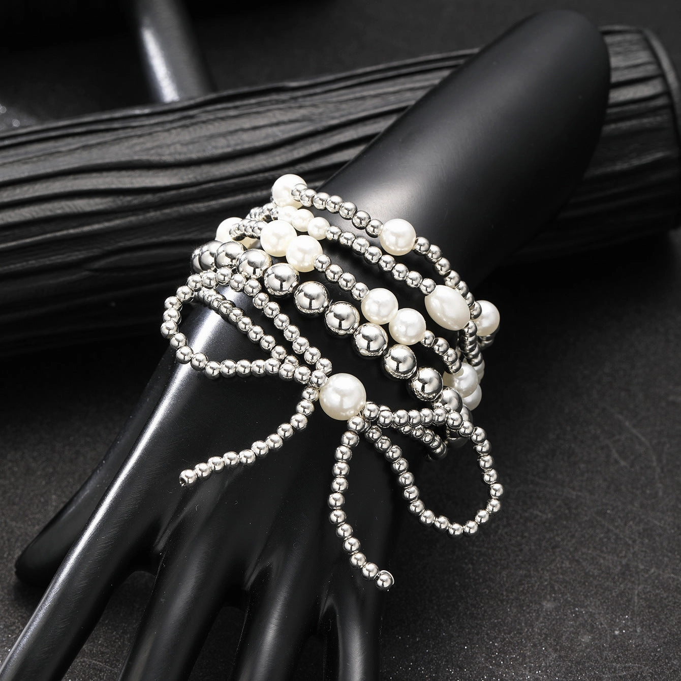 Wholesale Bow Pearl Beaded Bracelet 5-Piece Set