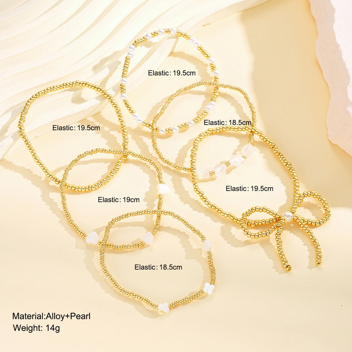 Wholesale Bow Pearl Bracelet 6-Piece Set
