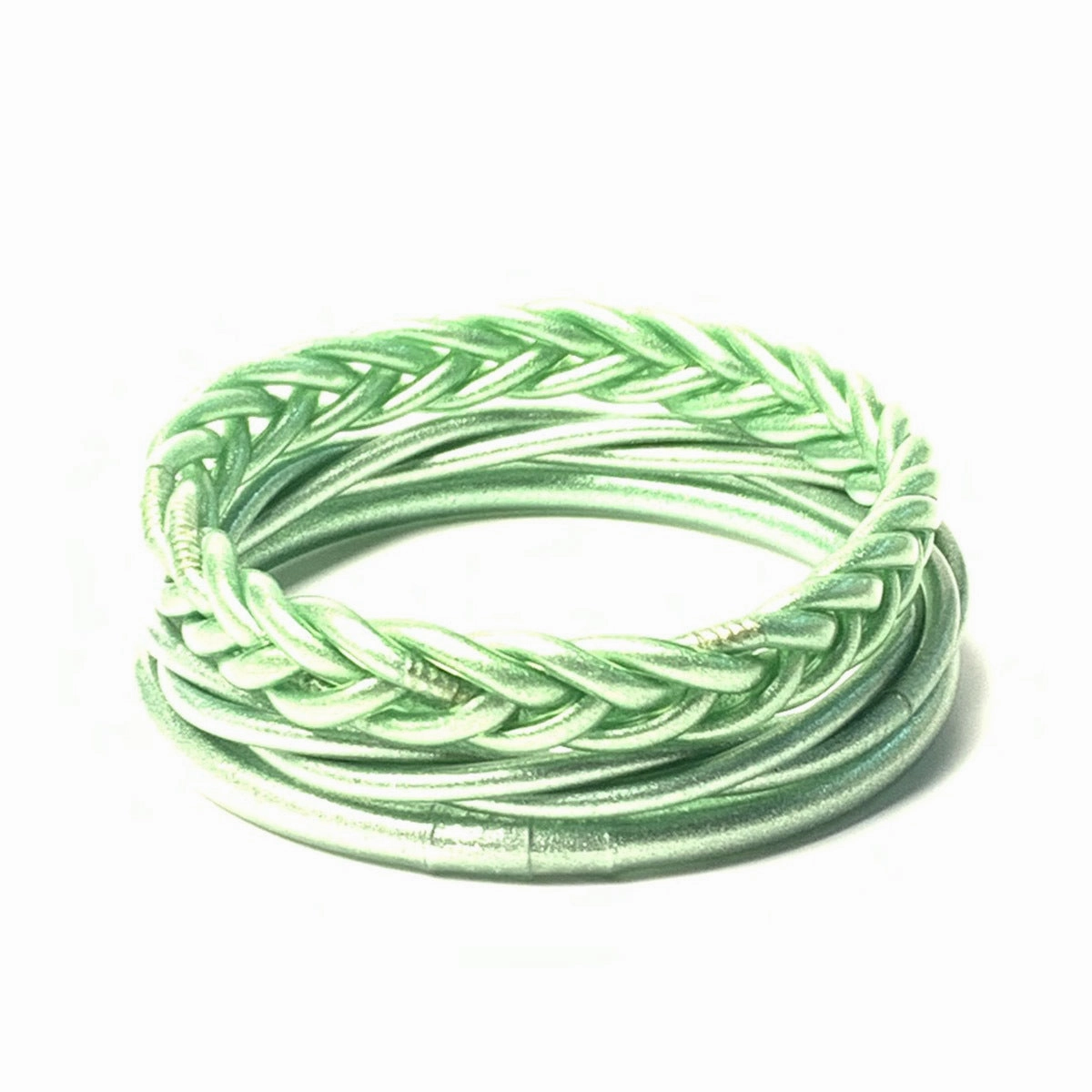 Wholesale Braided Bracelet PVC Silicone Tube Leopard Leather Bracelet Set