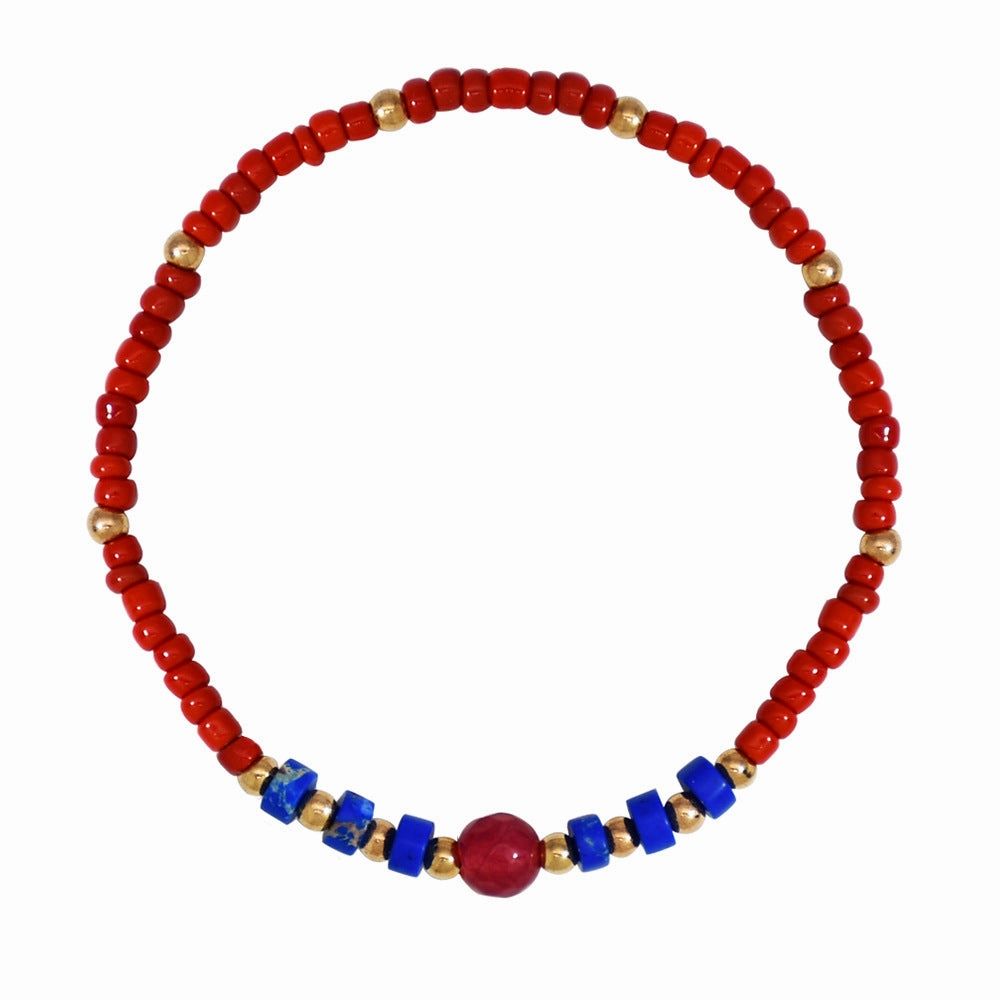 Wholesale Braided Leather Rope Retractable Rice Beads Bracelet