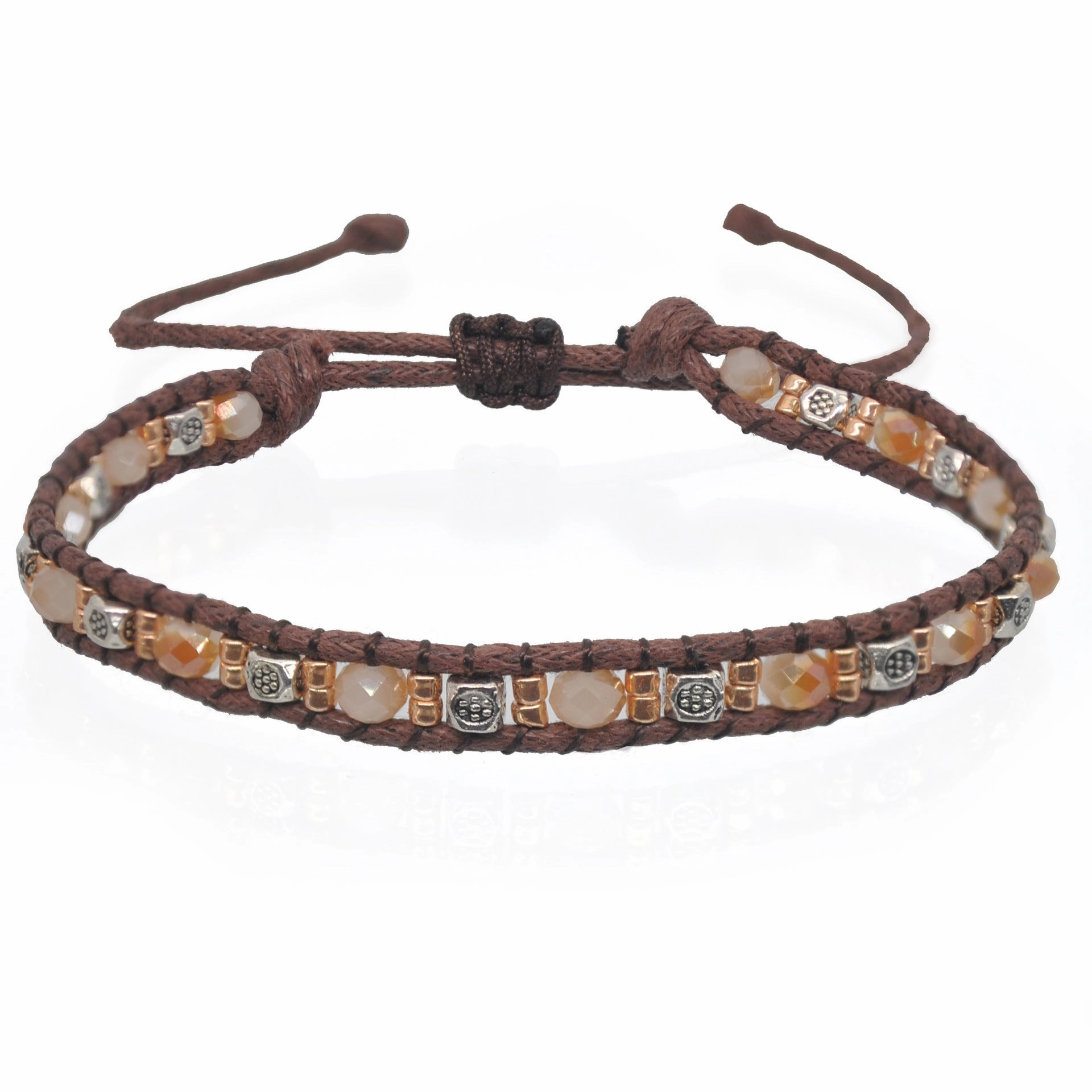Wholesale Braided Leather Rope Retractable Rice Beads Bracelet