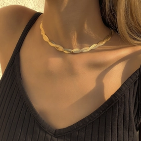 Wholesale Braided Soft Flat Snake Bone Chain Copper Necklaces