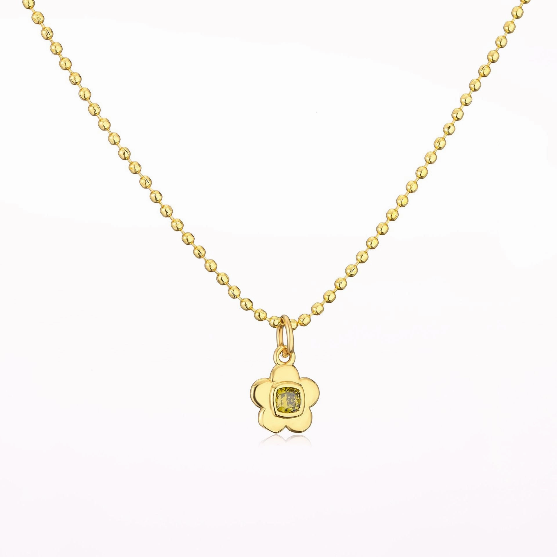 Wholesale Brass Plated 18K Gold Zircon Small Flower Creative Necklace