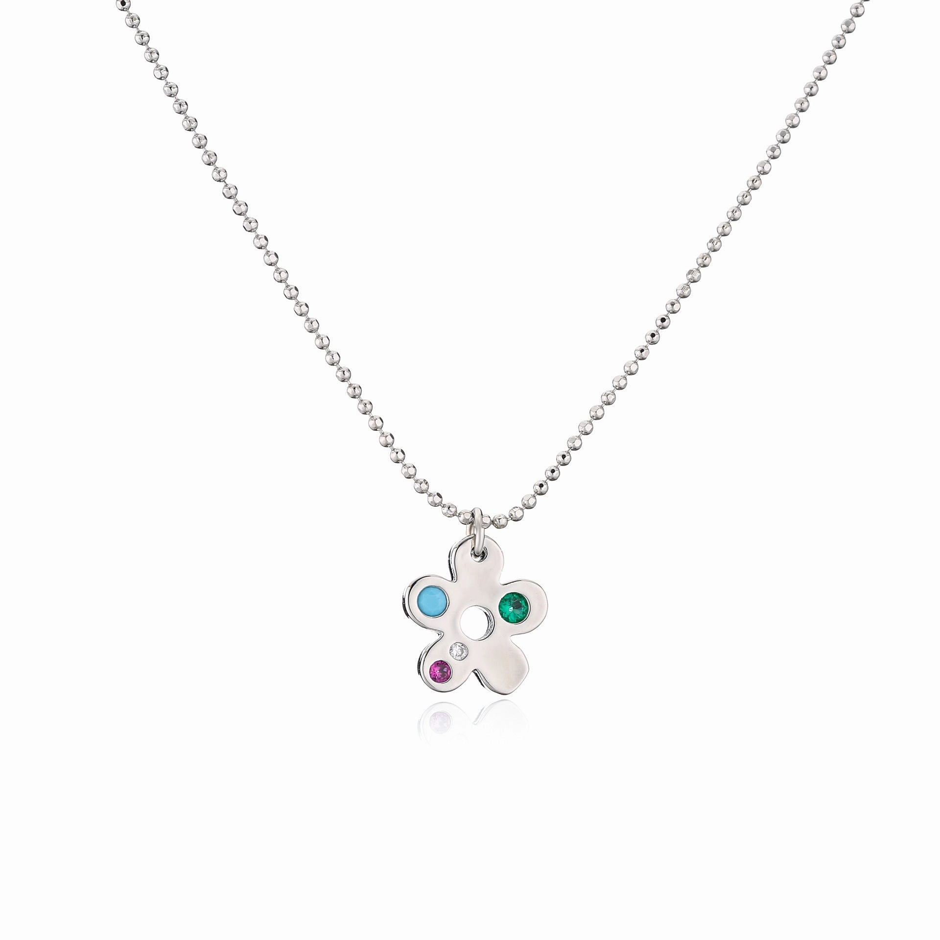 Wholesale Brass Plated 18K Gold Zircon Small Flower Creative Necklace